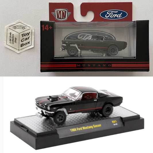 M2 MACHINES - 1966 Ford Mustang Gasser (Black - Detroit Muscle R81 - 1/64) L92g