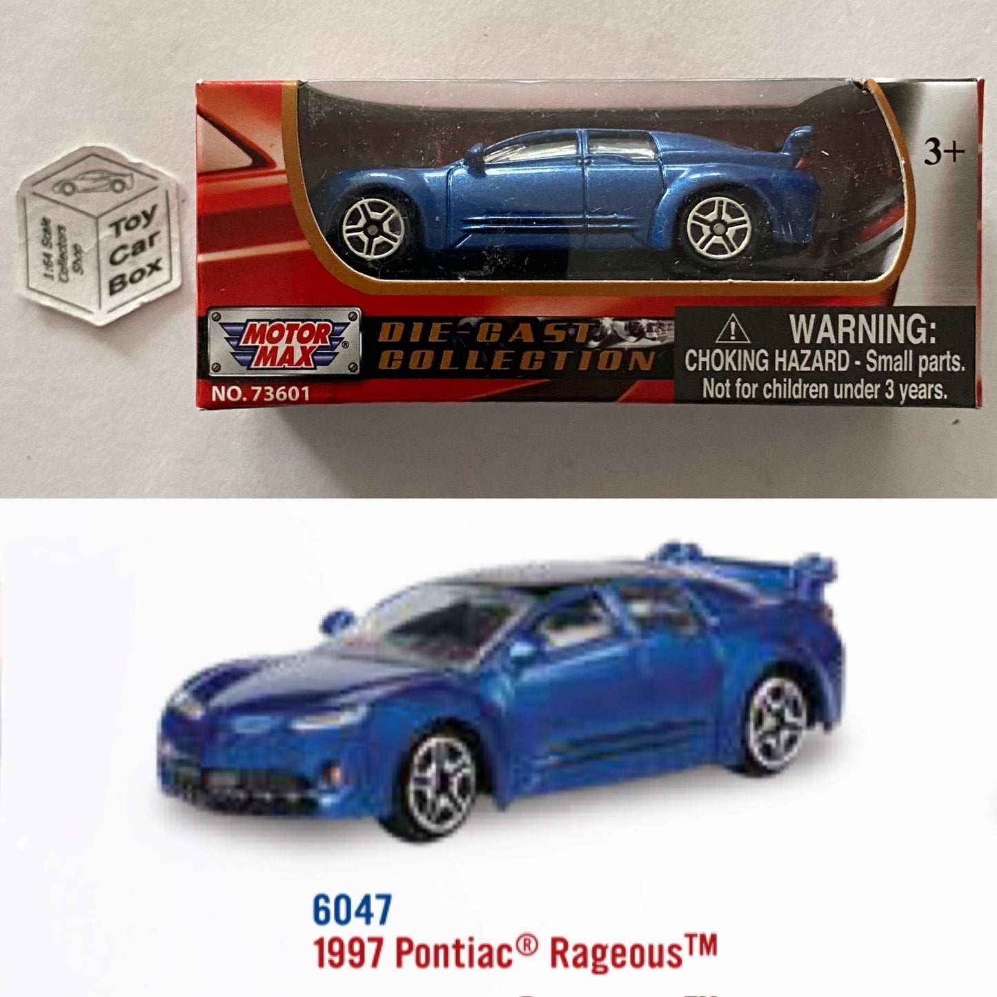 MOTORMAX - 1997 Pontiac Rageous (Blue - 3” Series / 1:64* - Boxed) B48g