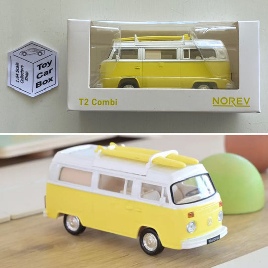NOREV 1:43 Scale* - 1973 VW T2 Combi Camper Van (Yellow - Boxed Jet Car) O31g