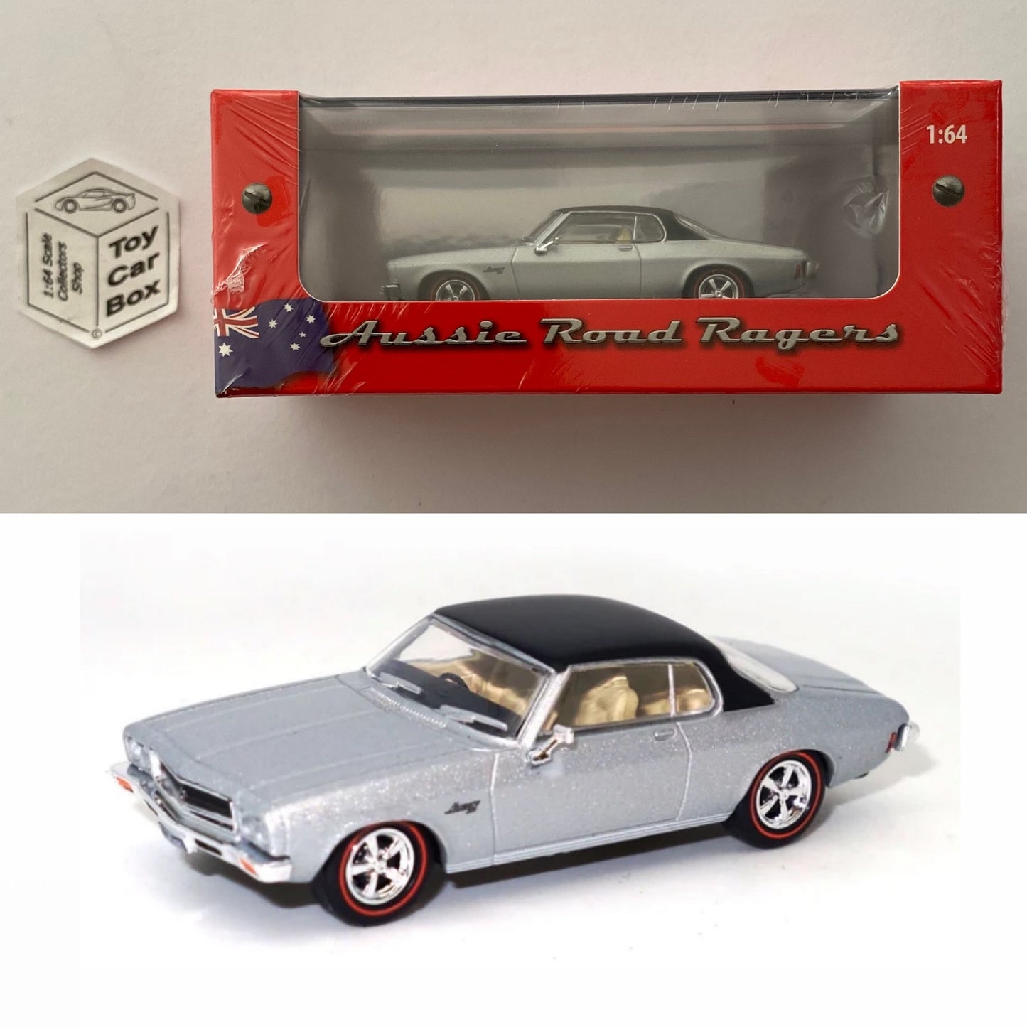 AUSSIE ROAD RAGERS - ‘73 Holden HQ Monaro LS (Silver with Black Roof - 1:64) Q48