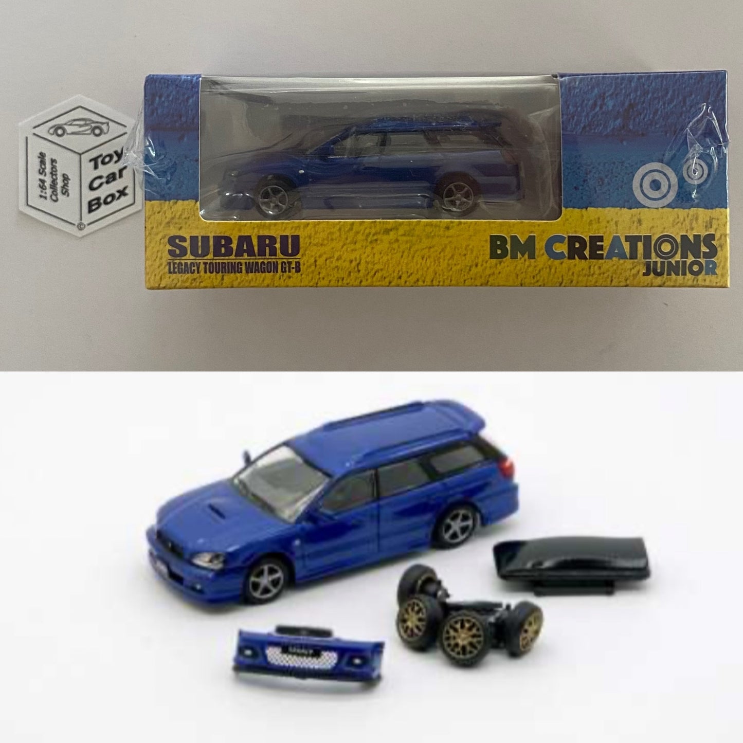 BM CREATIONS - 1998 Subaru Legacy Touring GT-B (1:64 Scale - Blue - RHD) L17g