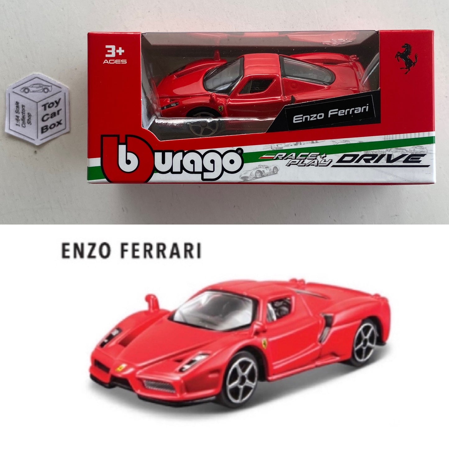 BBURAGO 1/64 - Enzo Ferrari (Red - Race & Play - Boxed) F88