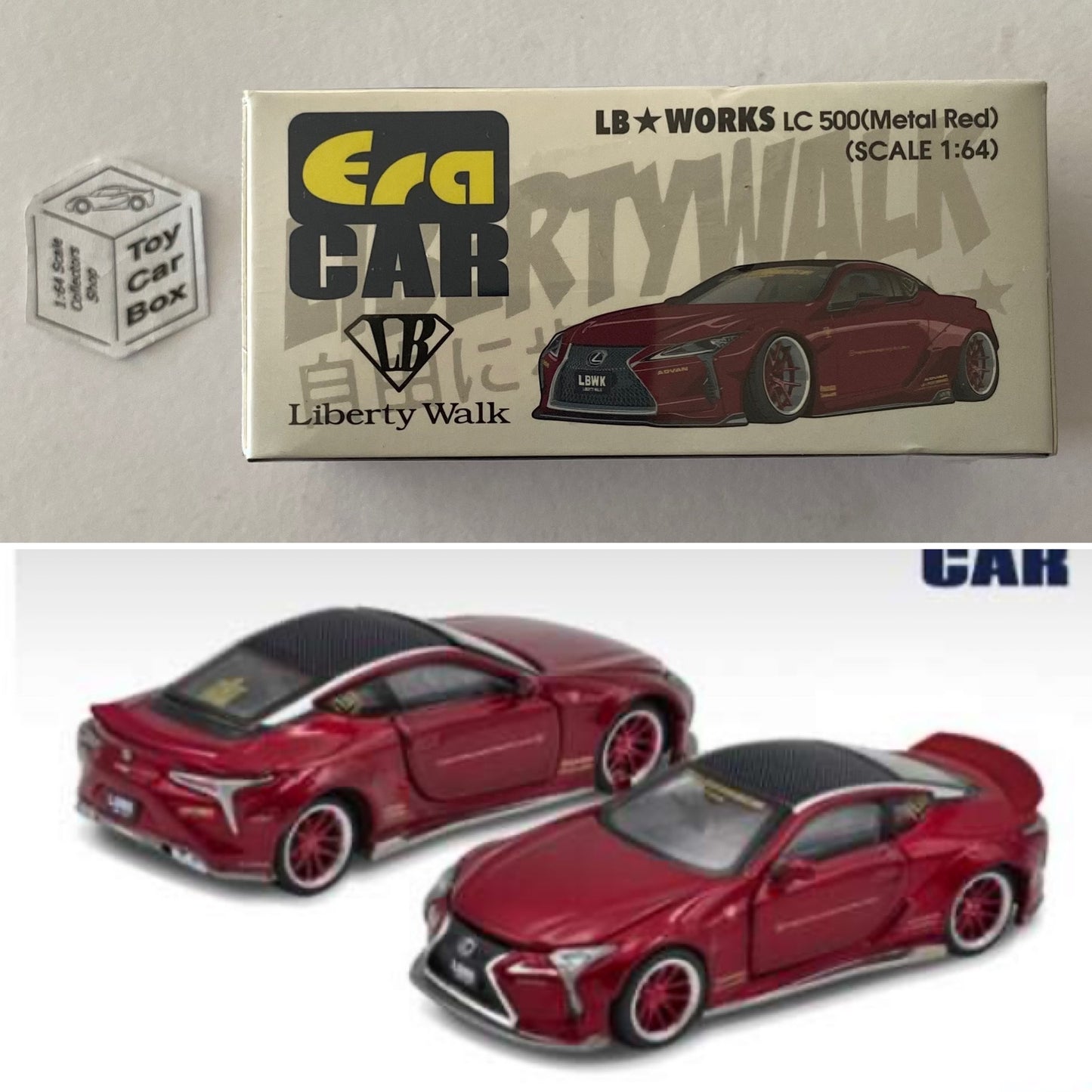 ERA CAR - Lexus LC500 Liberty Walk LB Works (1:64 Scale - Red - Boxed) K00g