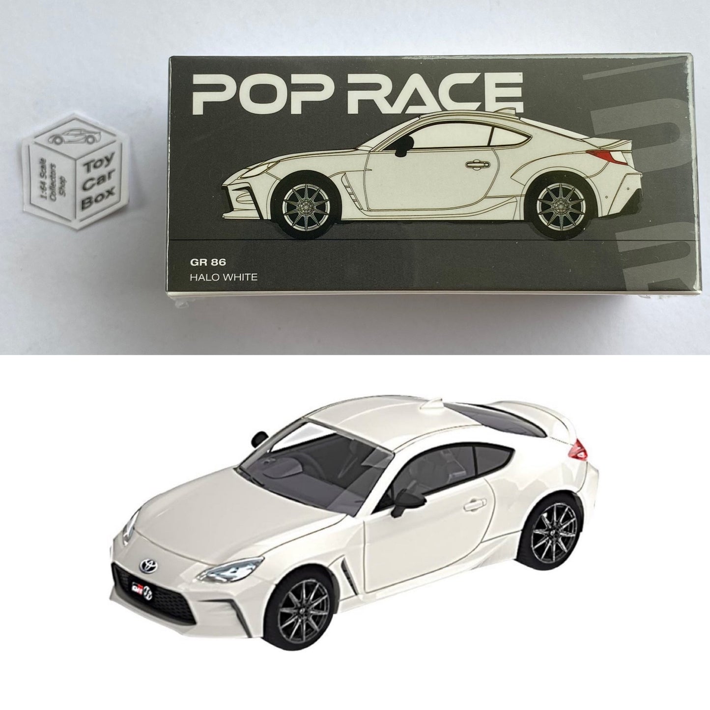 POP RACE - Toyota GR86 (1:64 Scale - Halo White #PR64-GR86-WH01 - Boxed) Q48