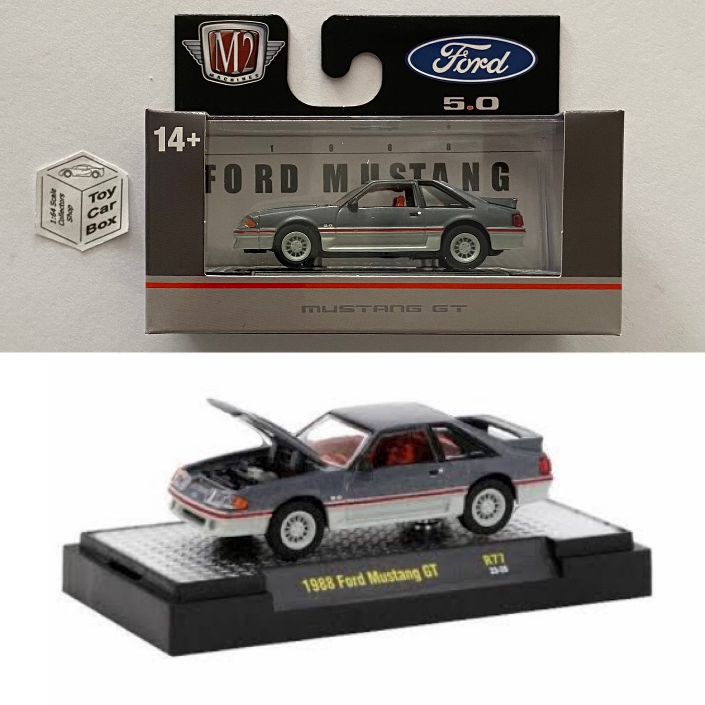 M2 MACHINES - 1988 Ford Mustang GT (Grey - Auto-Thentics R77 - 1/64) N25