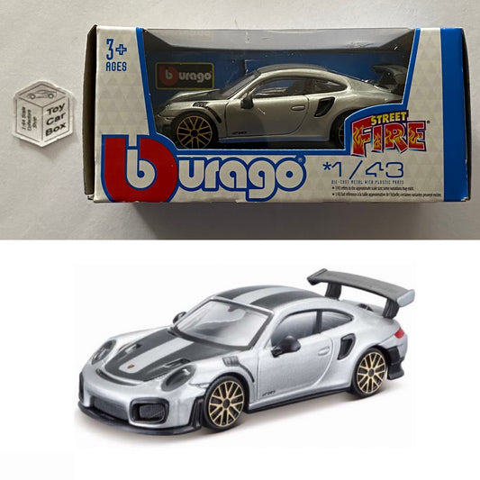 BBURAGO 1/43 - Porsche 911 GT2 RS (Silver / Black - Street Fire - Boxed) E28g