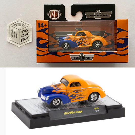 M2 MACHINES - 1941 Willys Coupe (Orange - Detroit Muscle R78 - 1/64) L92g