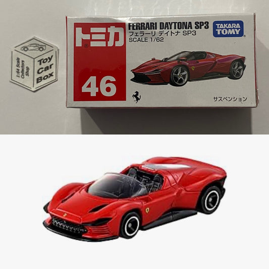 TOMICA Regular #46 - Ferrari Daytona SP3 (Red - 1/62 Scale - damaged Box) E22