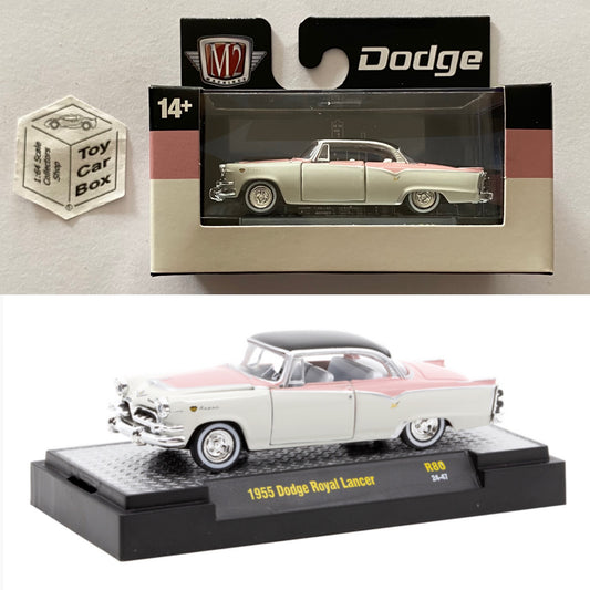 M2 MACHINES - 1955 Dodge Royal Lancer (White - Detroit Muscle R80 - 1/64) L92g