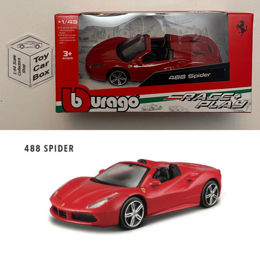 BBURAGO 1/43 - Ferrari 488 Spider (Red - Race & Play - Boxed) H75