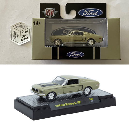 M2 MACHINES - 1968 Ford Mustang GT 302 (Pale Green - Detroit Muscle R86) L92g