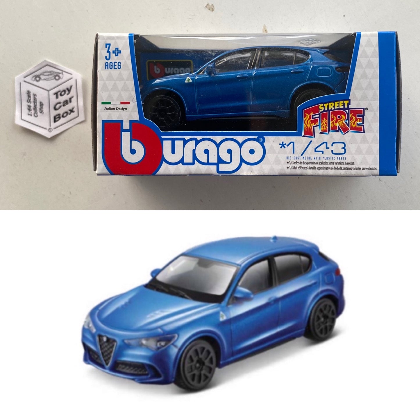 BBURAGO 1/43 - Alfa Romeo Stelvio (Blue - Street Fire - Boxed) E09g