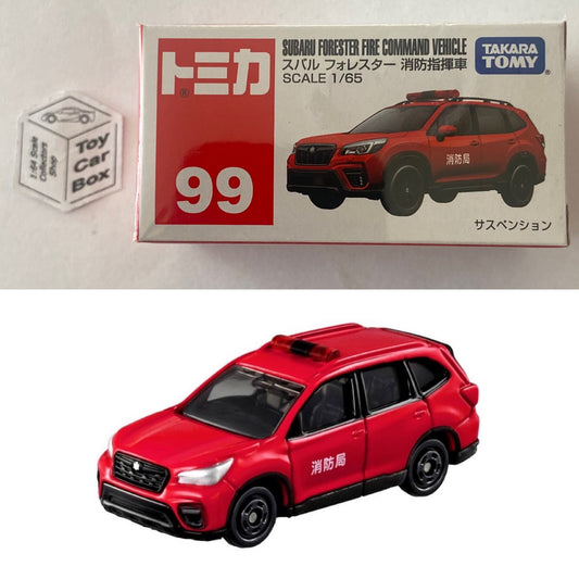 TOMICA Regular #99 - Subaru Forester Fire Command (Red - 1/65 Scale - Boxed) E99