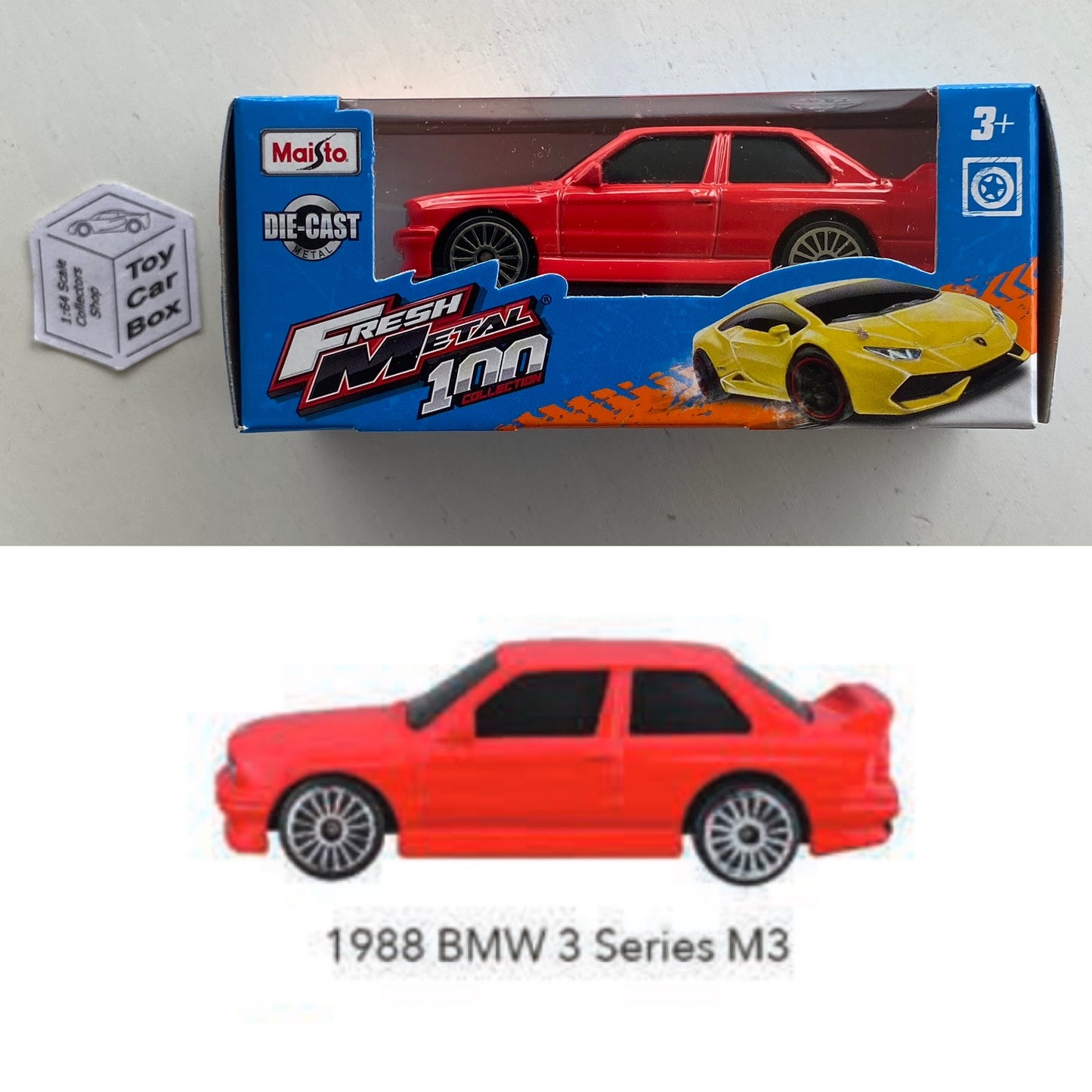 MAISTO Fresh Metal - 1988 BMW M3 E30 (Red - 1/64 Scale) B98