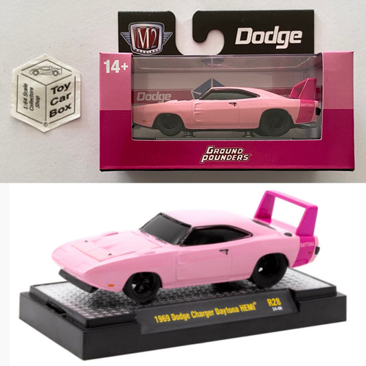 M2 MACHINES - 1969 Dodge Charger Daytona HEMI (Pink - Ground Pounders R28) L92g