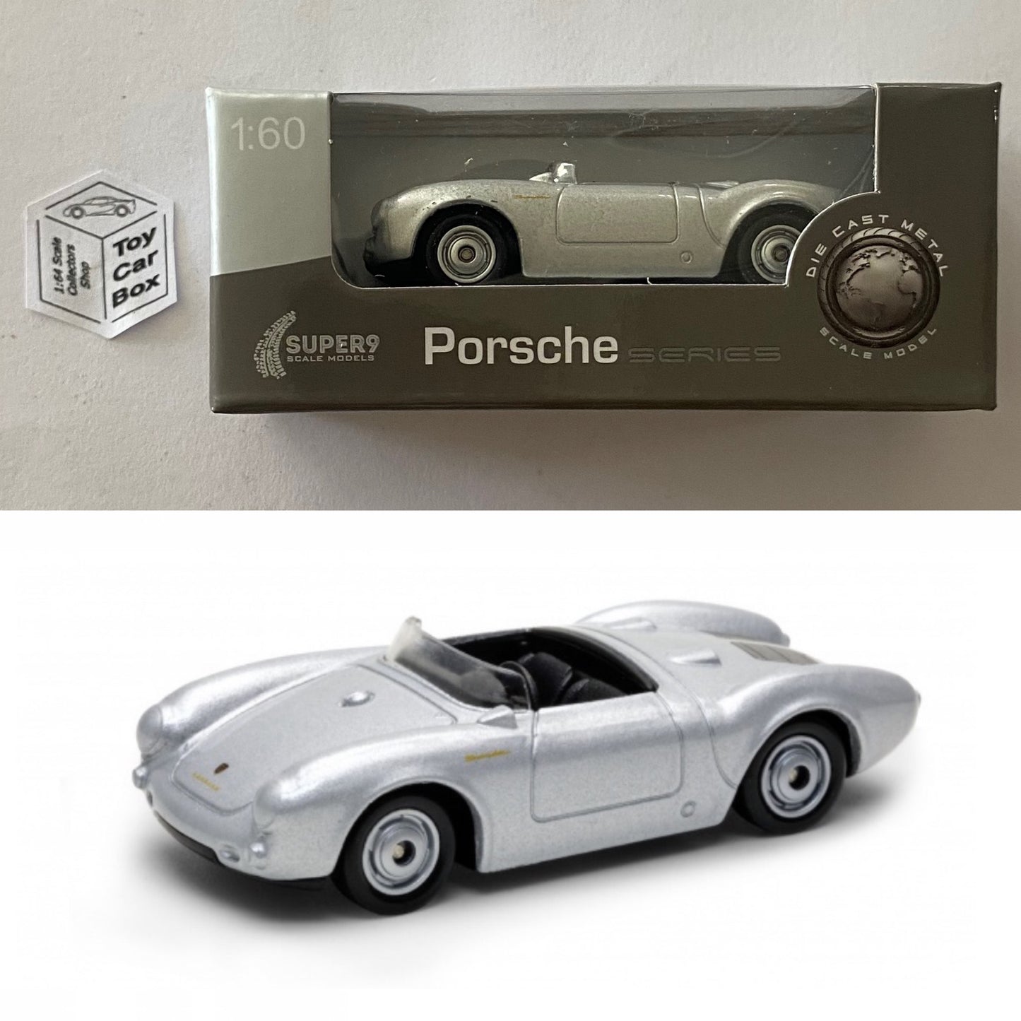 WELLY 1:60-64 - Porsche 550 Spyder (Silver #52416 - Boxed) E01g