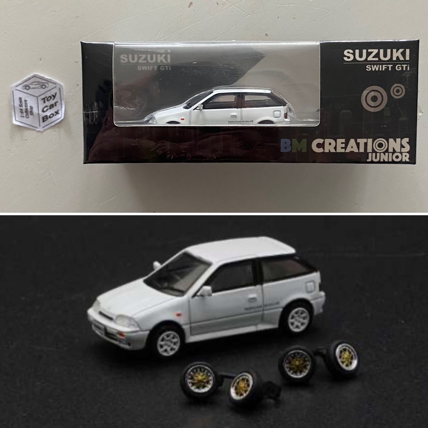 BM CREATIONS - 1989 Suzuki Swift GTi (1:64 Scale - White - RHD) J62g