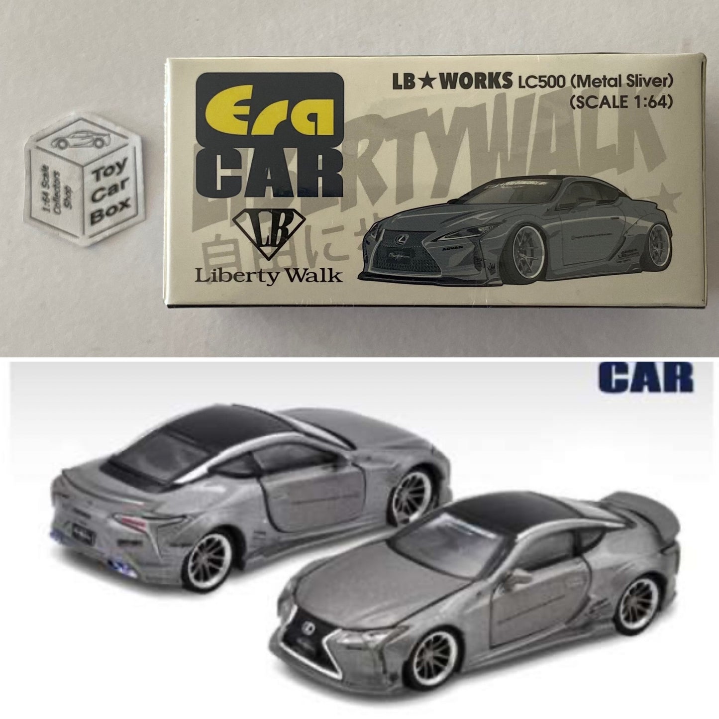 ERA CAR - Lexus LC500 Liberty Walk LB Works (1:64 Scale - Silver - Boxed) K00g