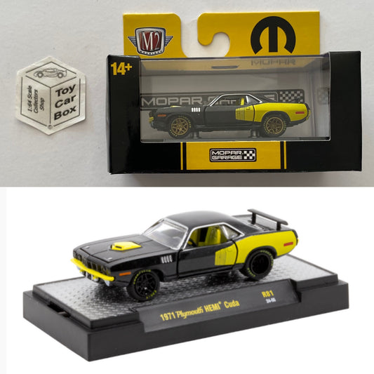 M2 MACHINES - 1971 Plymouth HEMI Cuda (Black - Detroit Muscle R81 - 1/64) L92g