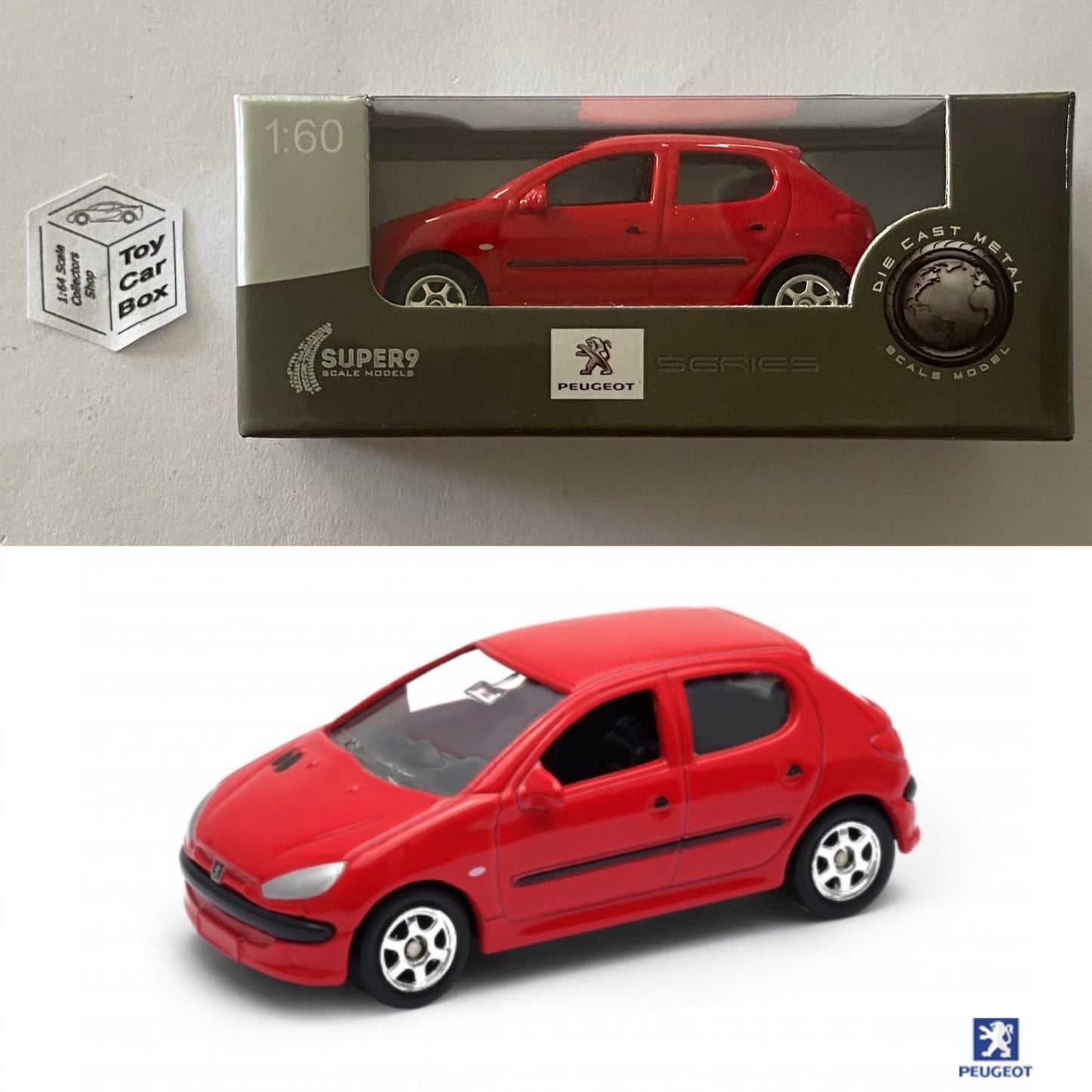 WELLY 1:60-64 - Peugeot 206 (Red #52231 - Boxed - See Notes) E01g