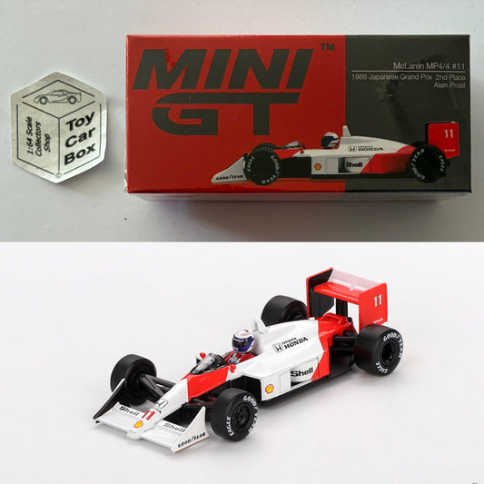 MINI GT #1123 - McLaren MP4/4 (Formula 1 ‘88 Japanese GP #11 Alan Prost) N50g