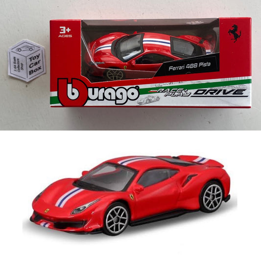 BBURAGO 1/64 - Ferrari 488 Pista (Red - Race & Play - Boxed) F88