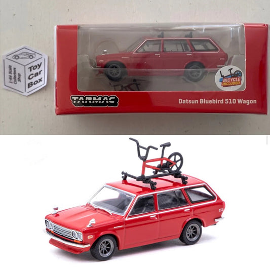 TARMAC - Datsun Bluebird 510 Wagon (Red with Bike - 1/64 Scale) N25