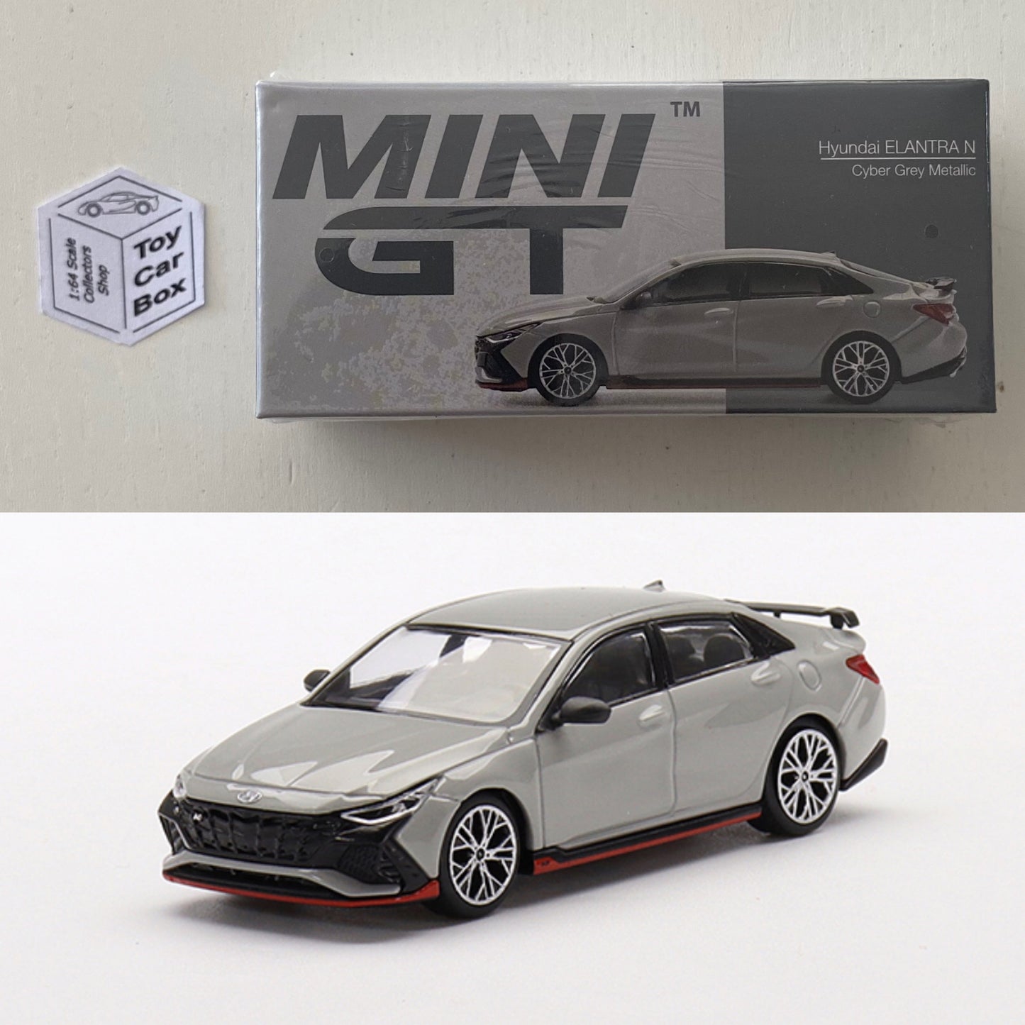 Mini GT #386 - Hyundai Elentra N / i30N (Cyber Grey - 1/64 Scale Boxed) N07g