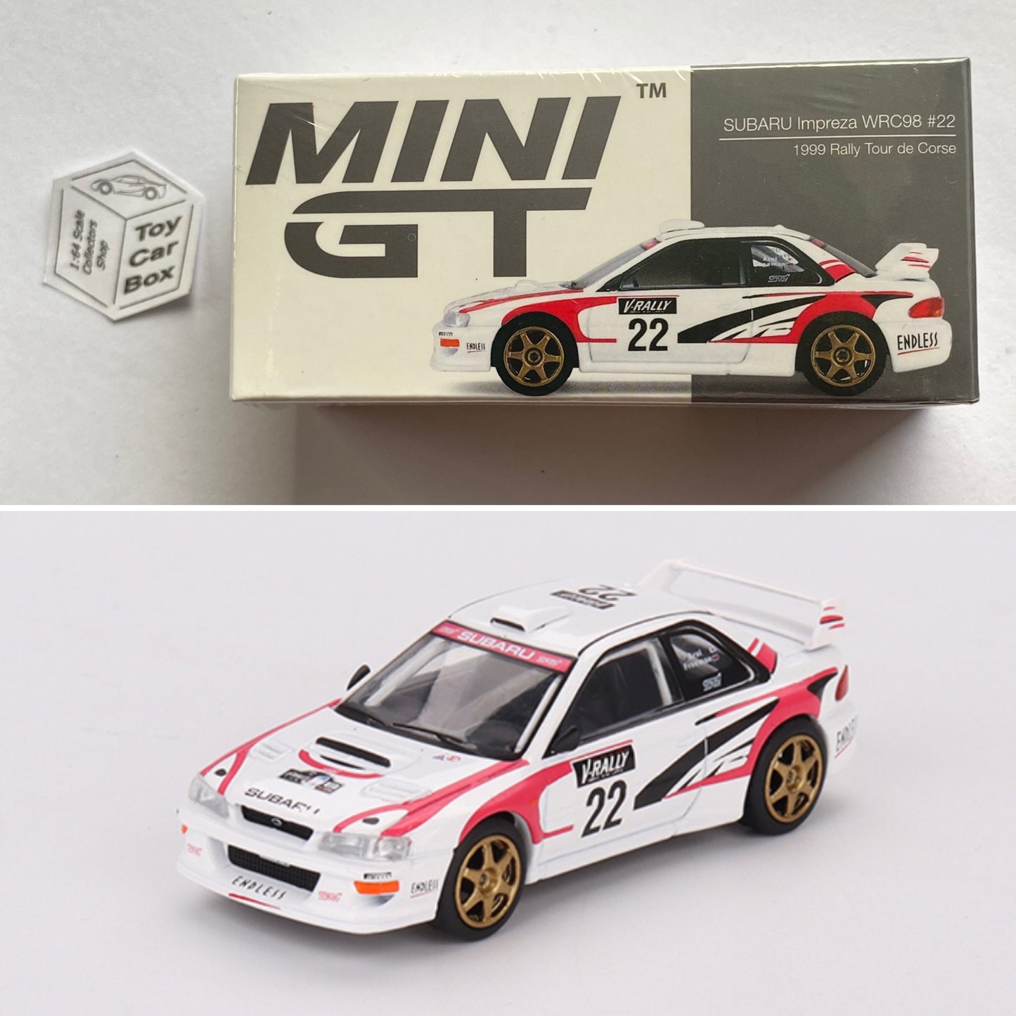Mini GT #564 - Subaru Impreza WRC98 #22 (White - 1/64 Scale Boxed) O32
