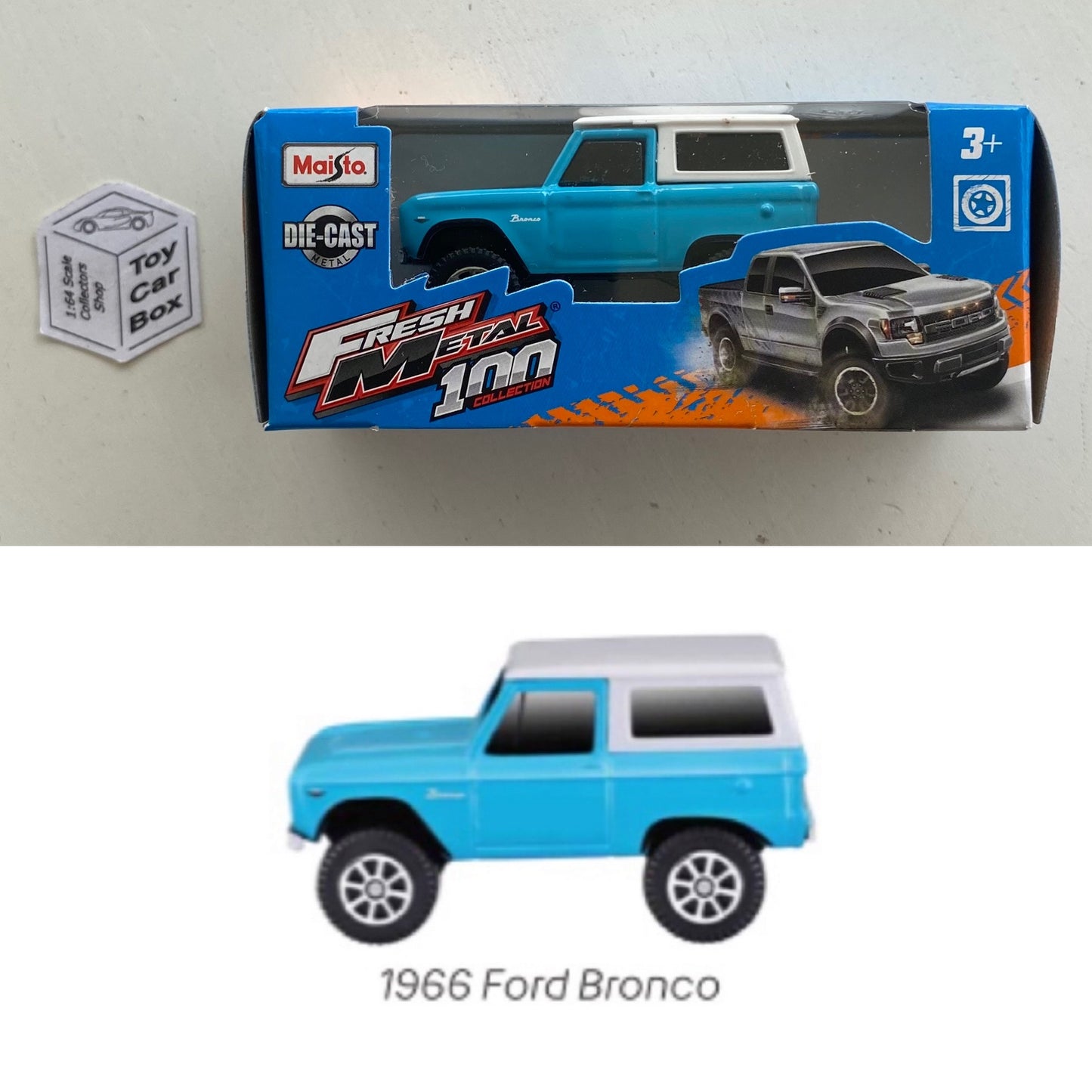 MAISTO Fresh Metal - 1966 Ford Bronco (Blue - 1/64 Scale) B98