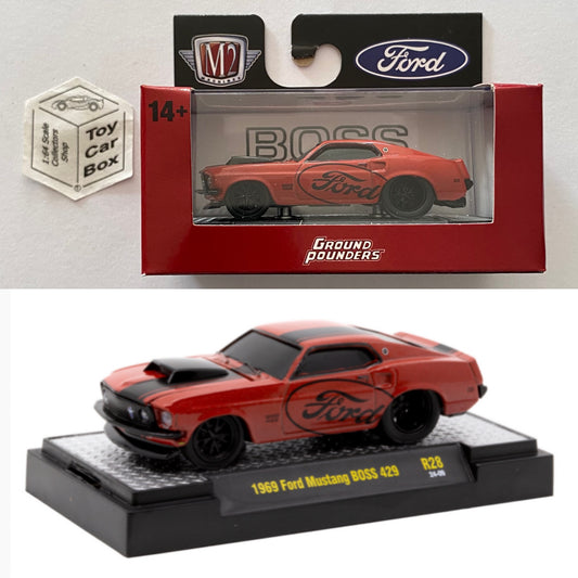 M2 MACHINES - 1969 Ford Mustang Boss 429 (Red - Ground Pounders R28 - 1/64) L92g