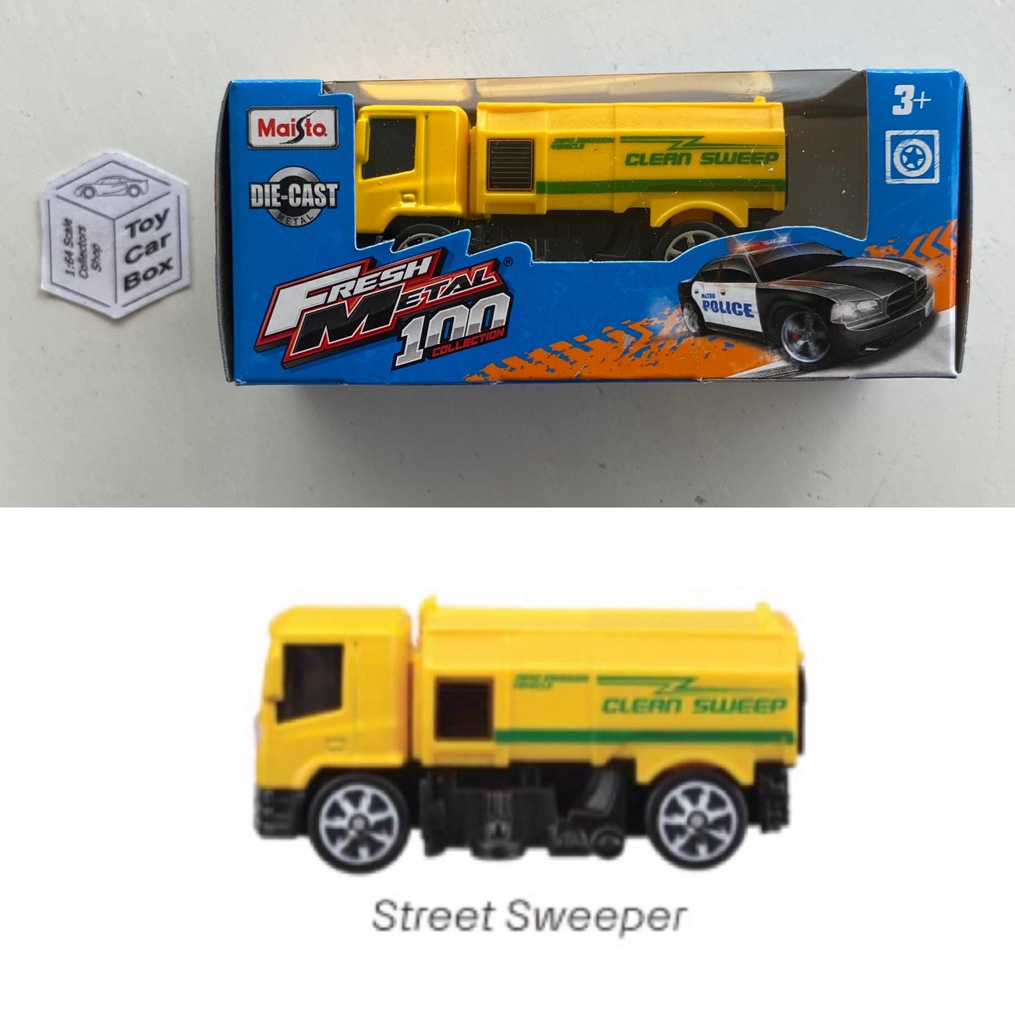 MAISTO Fresh Metal - Street Sweeper (Yellow - 1/64 Scale) B98