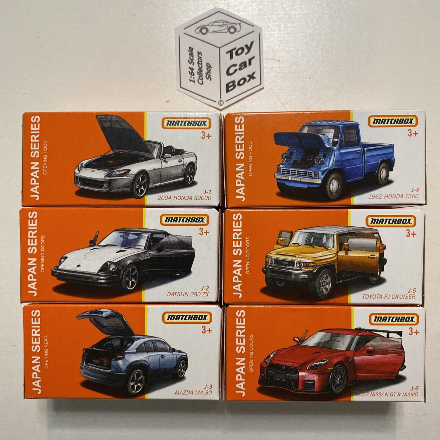 2022 MATCHBOX Japan 6 Car Set A (Nissan GT-R, Datsun 280ZX, Toyota FJ Cruiser, MX-30, Honda S2000 & T360) BI22