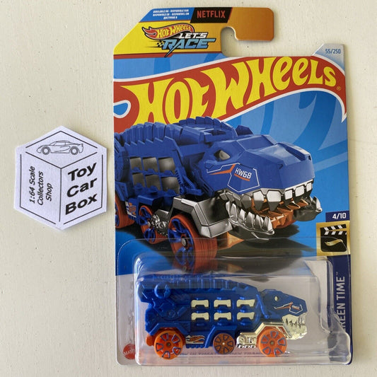 2024 HOT WHEELS #55 - HW Ultimate T-Rex Transporter (Blue - Long Card) B00