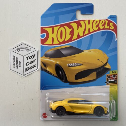 2023 HOT WHEELS #188 Koenigsegg Gemera (Yellow #4 HW Exotics - Long Card) B00