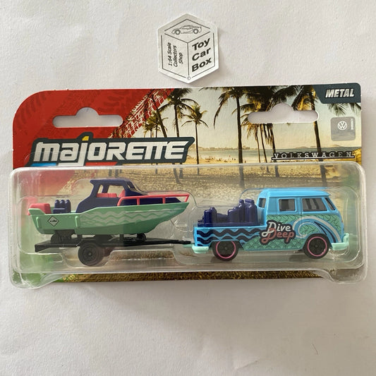 MAJORETTE Trailers - Volkswagen T1 Flatbed (Blue) & Boat Trailer - 1/64* - H79