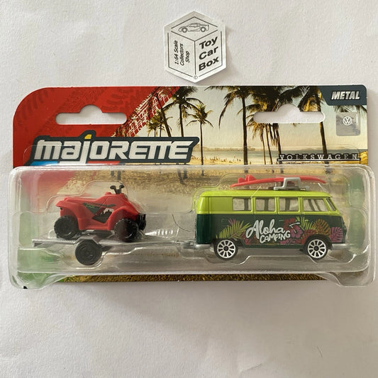 MAJORETTE Trailers - Volkswagen T1 Bus (Green) & Quad bike Trailer - 1/64* - H79