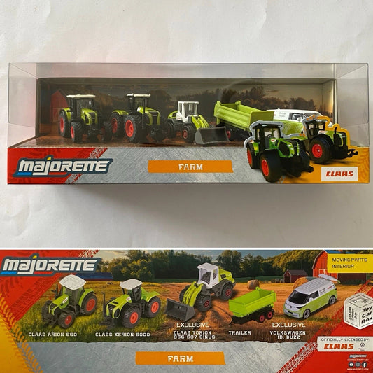 MAJORETTE CLAAS Farm Gift Set (3 CLAAS Tractors, Trailer & VW ID Buzz Van) BF39