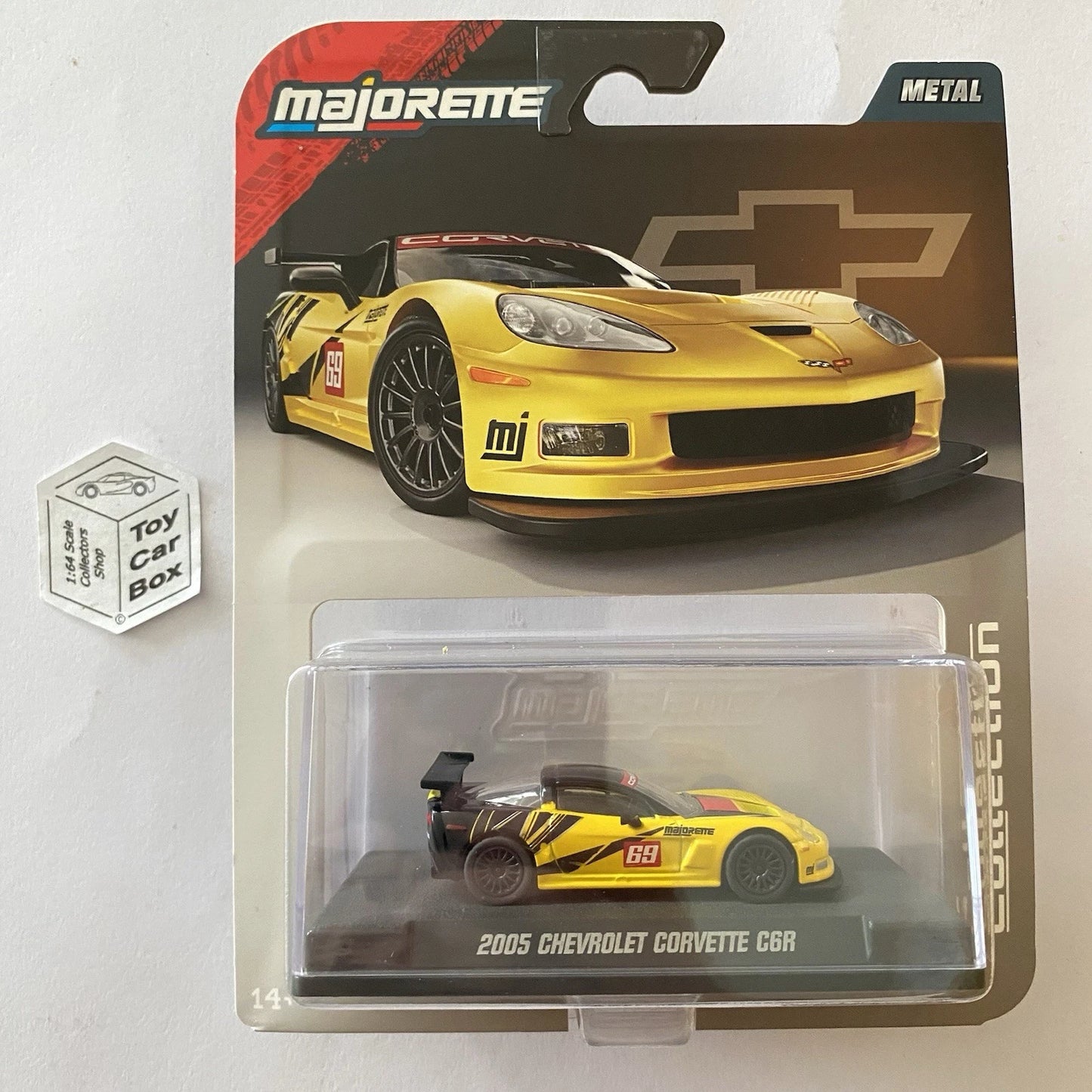 MAJORETTE - 2006 Chevy Corvette C6R (Collection -1:64 & Display Box -Yellow) I89