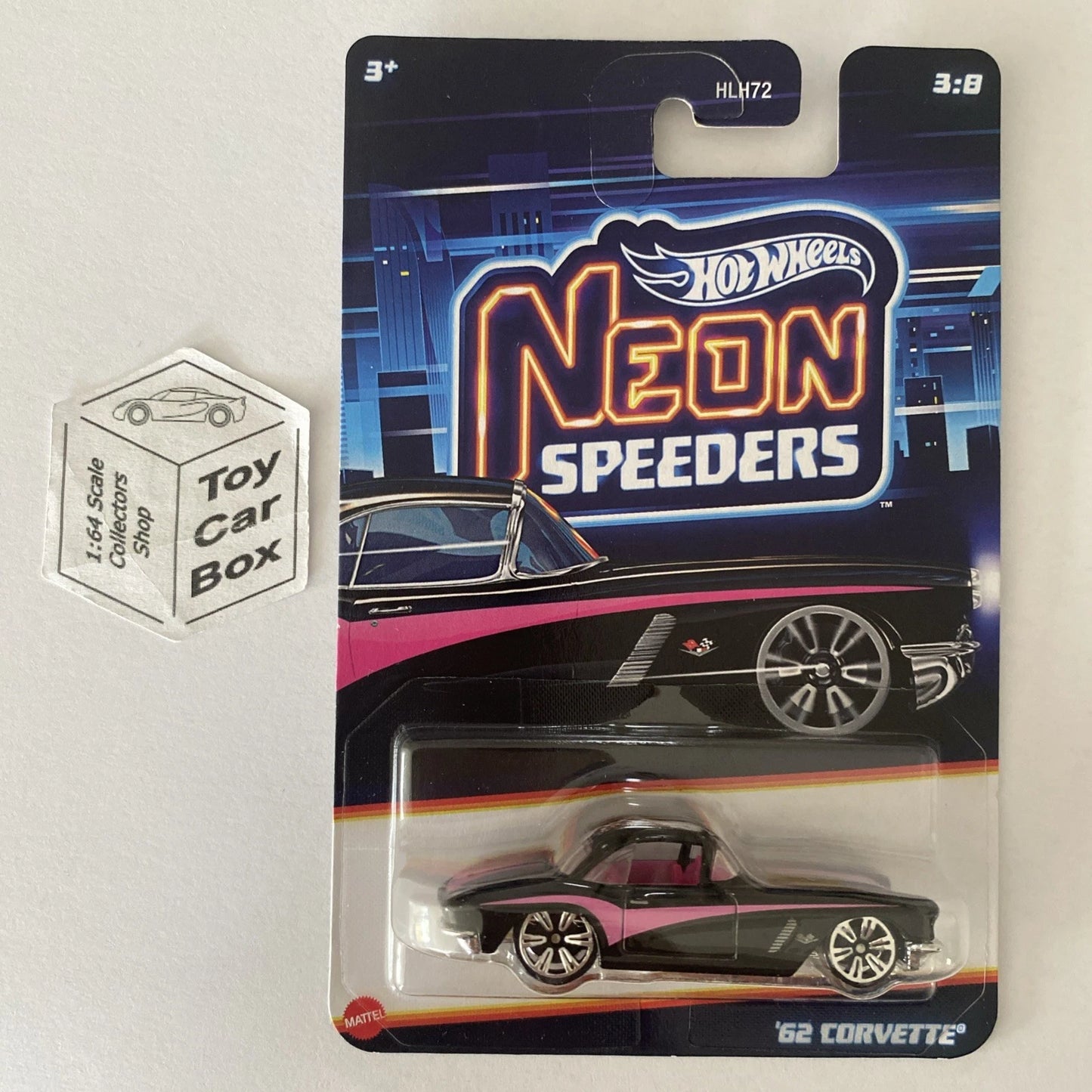 2025 HOT WHEELS Neon Speeders - '62 Corvette (#3 Black) D50 – Toy