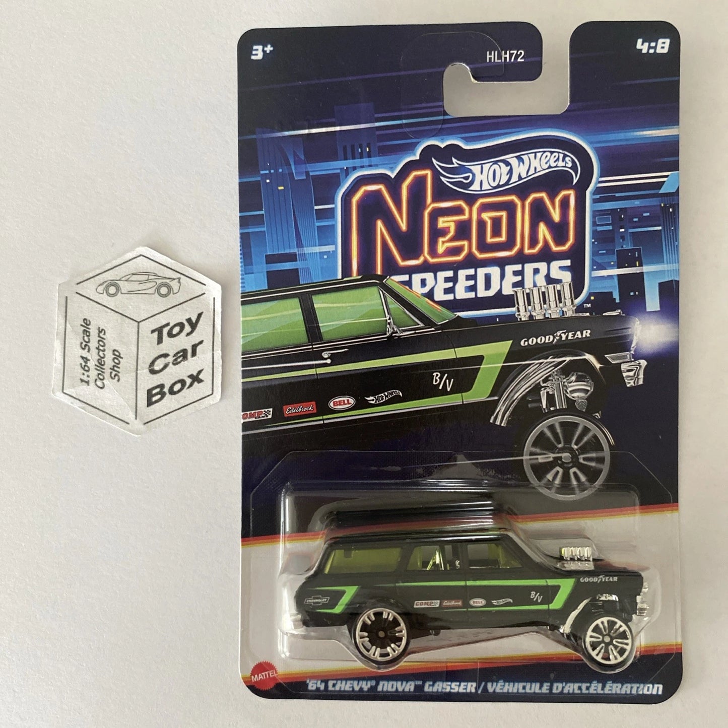 2025 HOT WHEELS Neon Speeders - ‘64 Chevy Nova Gasser (#4 Black) D32
