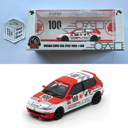 BM CREATIONS - Honda Civic EG6 JTCC 1993 #100 (1:64 Scale With Display Box) O16g