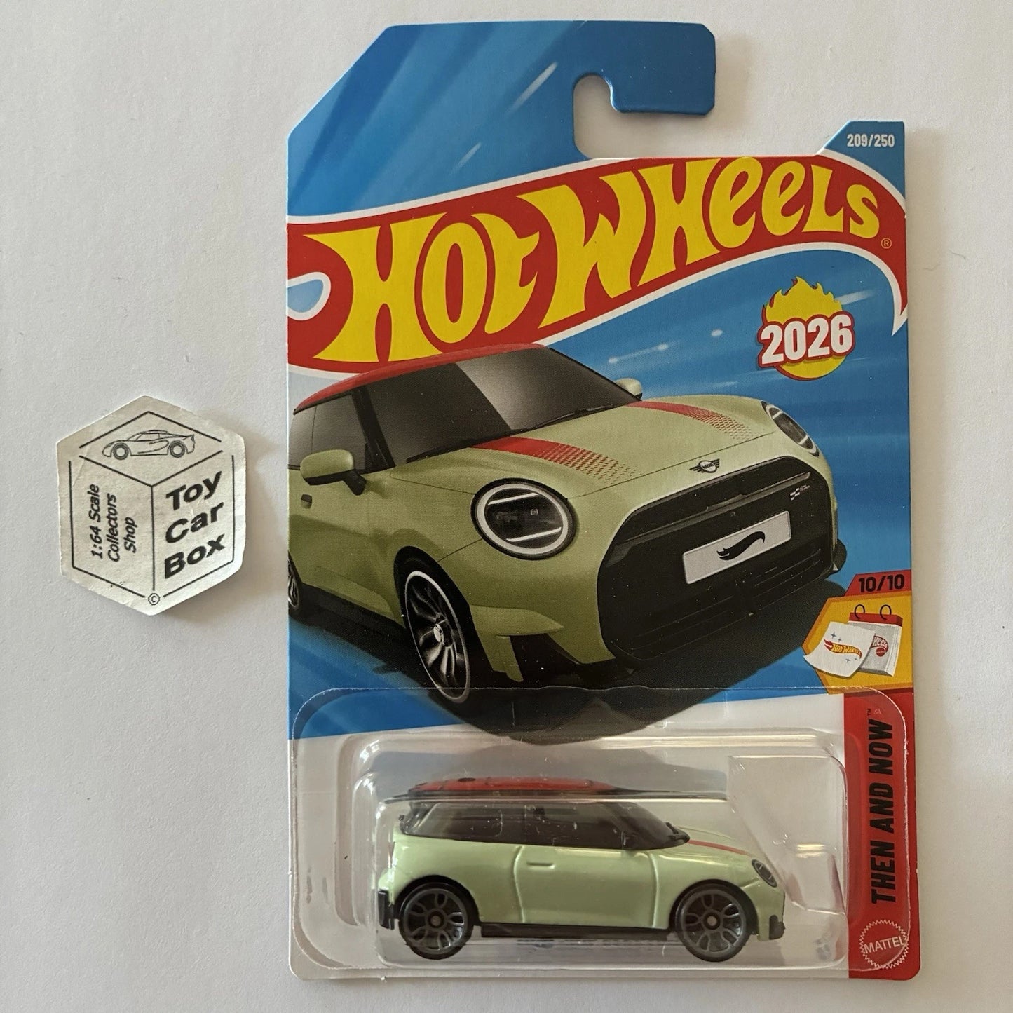 2026 HOT WHEELS #209 - Mini JCW Electric (Green #10 Then & Now - Long Card) A80