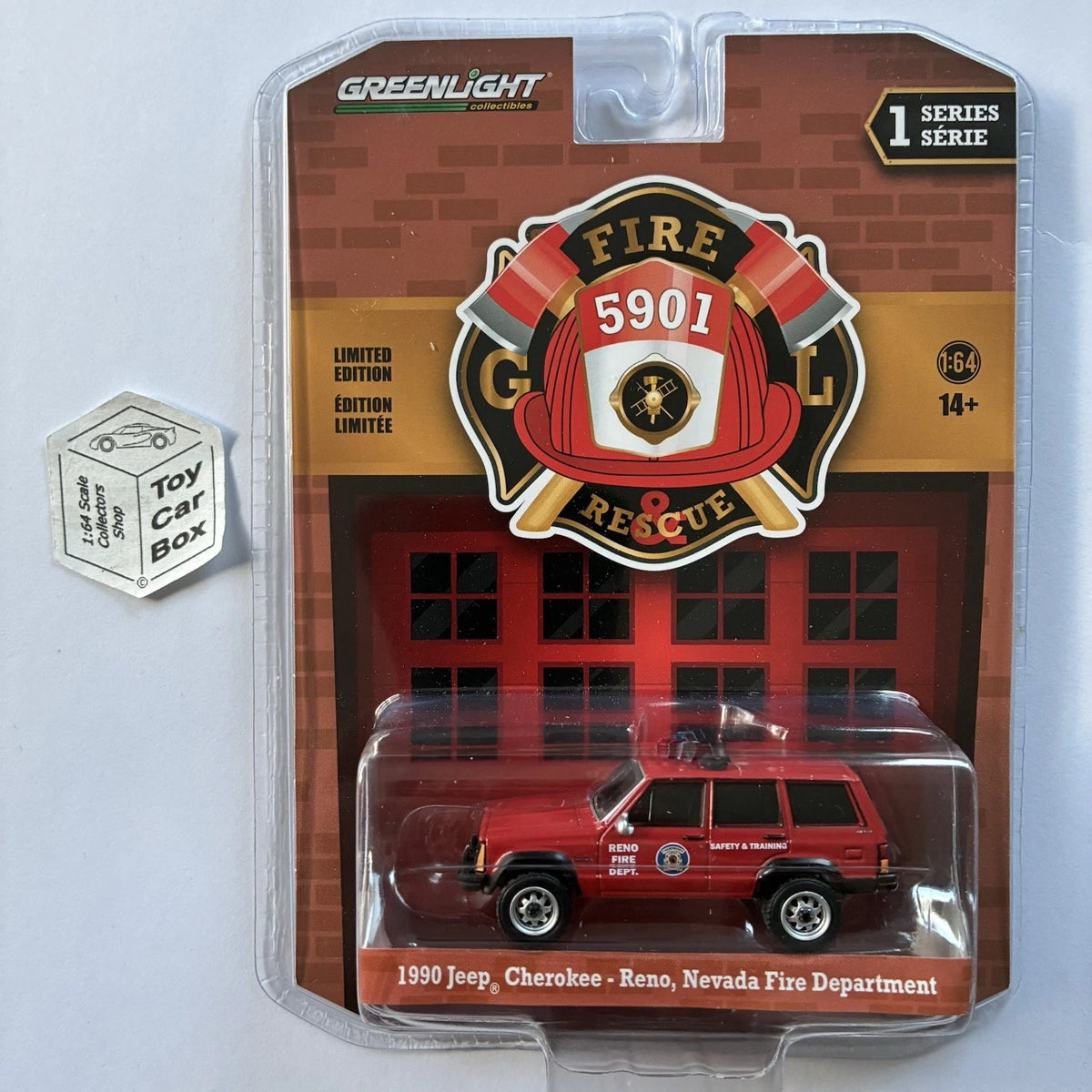 GREENLIGHT - 1990 Jeep Cherokee (Reno Nevada FD - Fire & Rescue Series 1) J45g