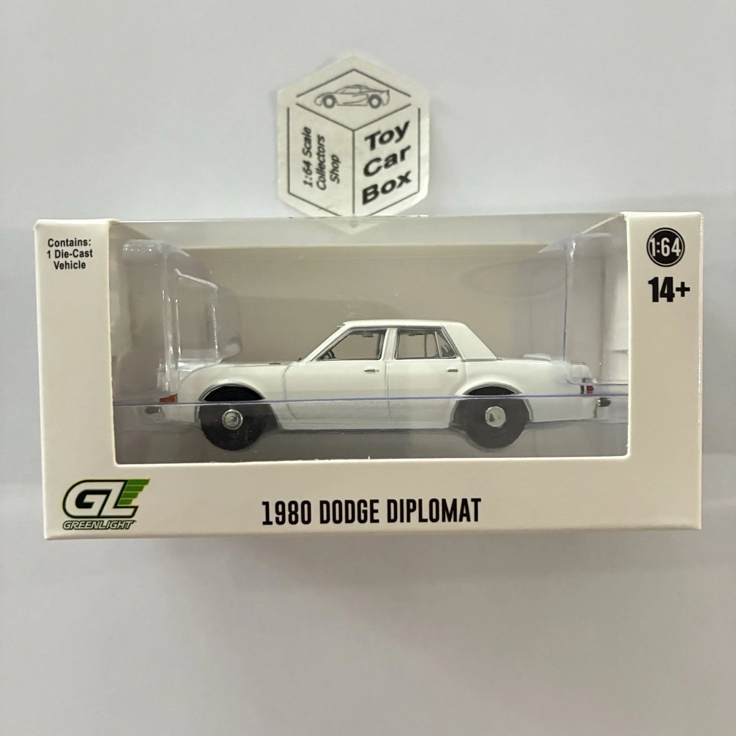 GREENLIGHT - 1980 Dodge Diplomat (White Police Car - Hot Pursuit Special) J45g