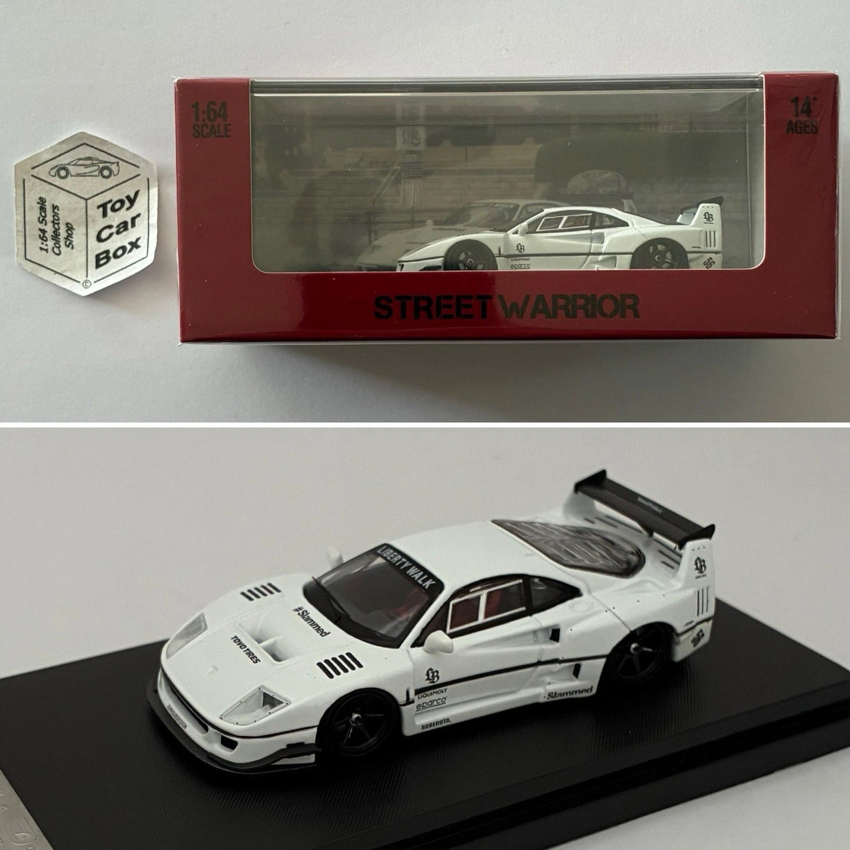 STREET WARRIOR - LBWK Ferrari F40 (White - 1/64 Scale - Display Case) Y37g
