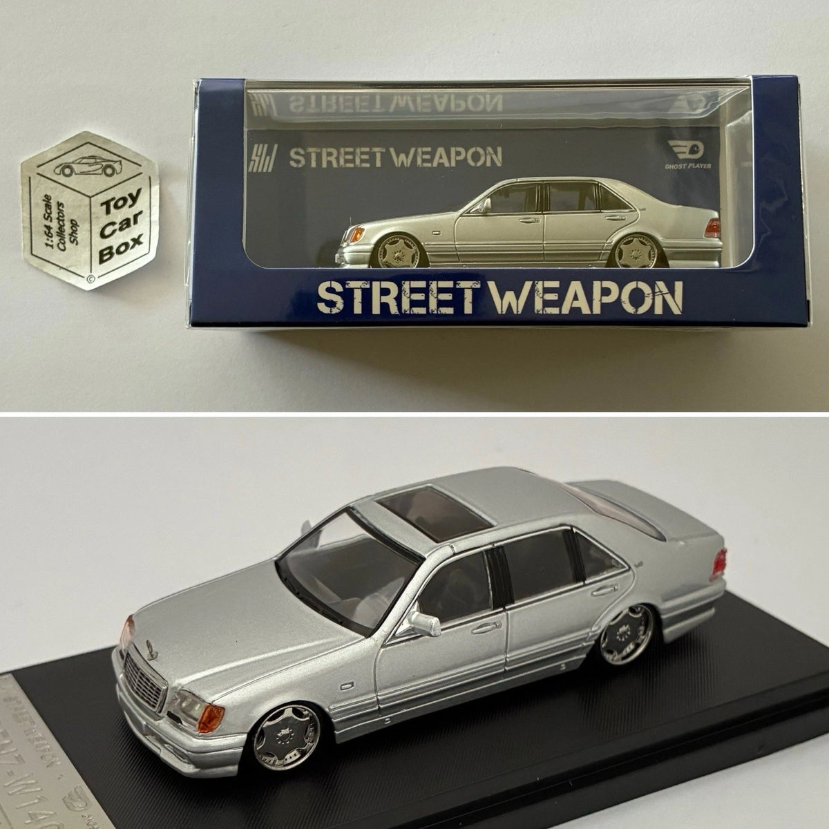 STREET WEAPON - Mercedes-Benz S600 W140 (Silver 1/64 Scale - Display Case) Y37g