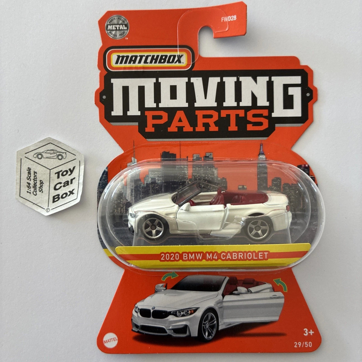 2023 MATCHBOX Moving Parts #29 - 2020 BMW M4 Cabriolet (White Opening Doors) D00g