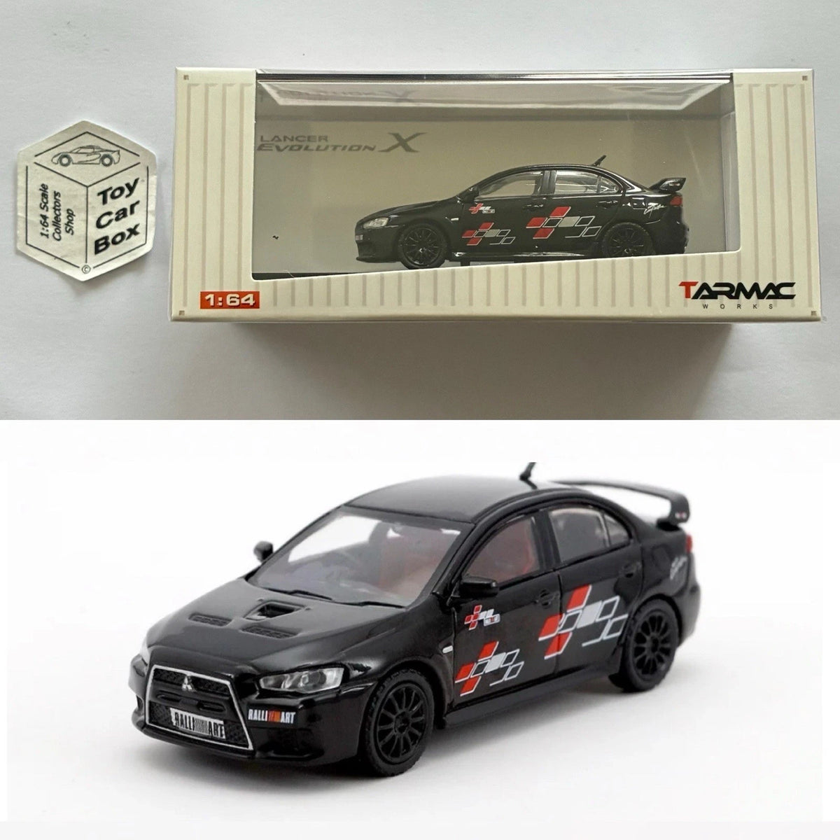 TARMAC - Mitsubishi Lancer Evo X (Black - Ralliart - 1/64 - T64-004-REB) R36g