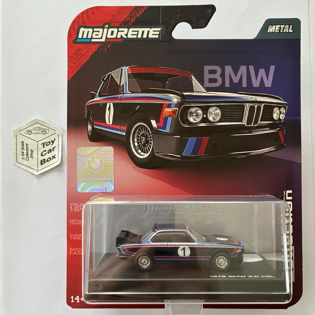 MAJORETTE - 1975 BMW 3.0 CSL (Collection - True 1:64 & Display Case - Black) J38